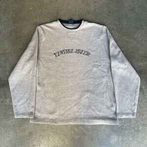 RARE VINTAGE GREY FUZZY SKATER STREETWEAR NAUTICA CREWNECK SWEATSHIRT MENS